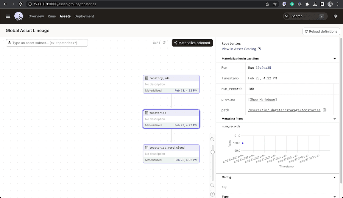 Tutorial, part four: Building an asset graph | Dagster Docs